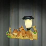 Outdoor Statues with Solar LED Lantern Light Outdoor Figurine Lamp