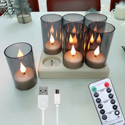 LED Candle Light Rechargeable Flameless Candles Timer Remote Tea Lights