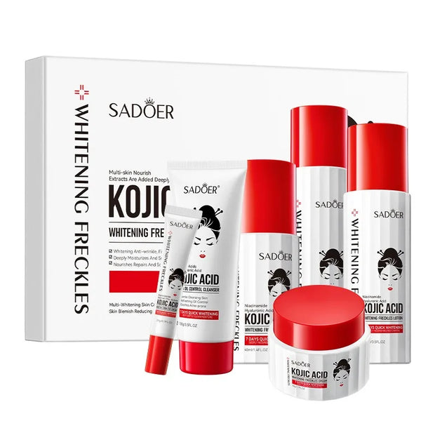 Kojic Acid Whitening Skin Care Set Cleanser Toner Serum Eye Cream Face Cream.