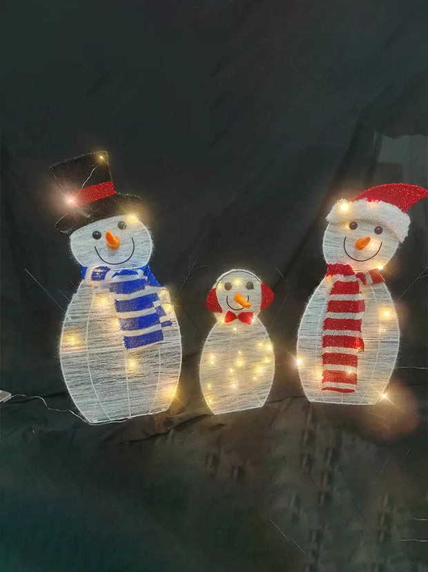 3Pcs Lighted Snowman Christmas Garden Decoration With LED Light