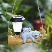 Outdoor Statues with Solar LED Lantern Light Outdoor Figurine Lamp