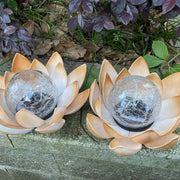 Lotus Shaped Garden Solar Lights Cracked Glass Ball Garden Lamp