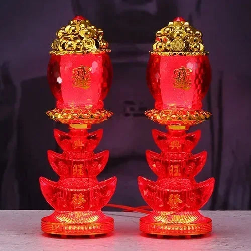 God of Wealth Lamp, Electric Candle, LED Buddha Offering Lamp