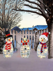 3Pcs Lighted Snowman Christmas Garden Decoration With LED Light