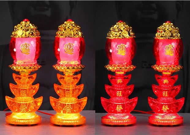 God of Wealth Lamp, Electric Candle, LED Buddha Offering Lamp