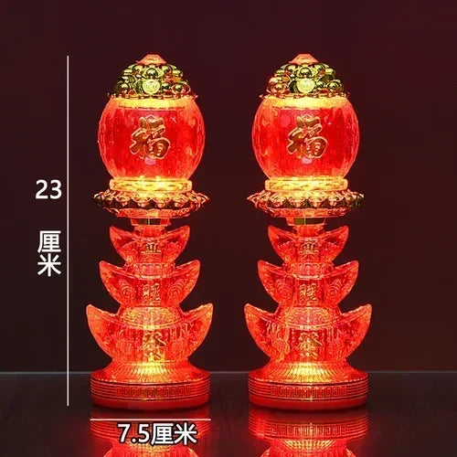 God of Wealth Lamp, Electric Candle, LED Buddha Offering Lamp