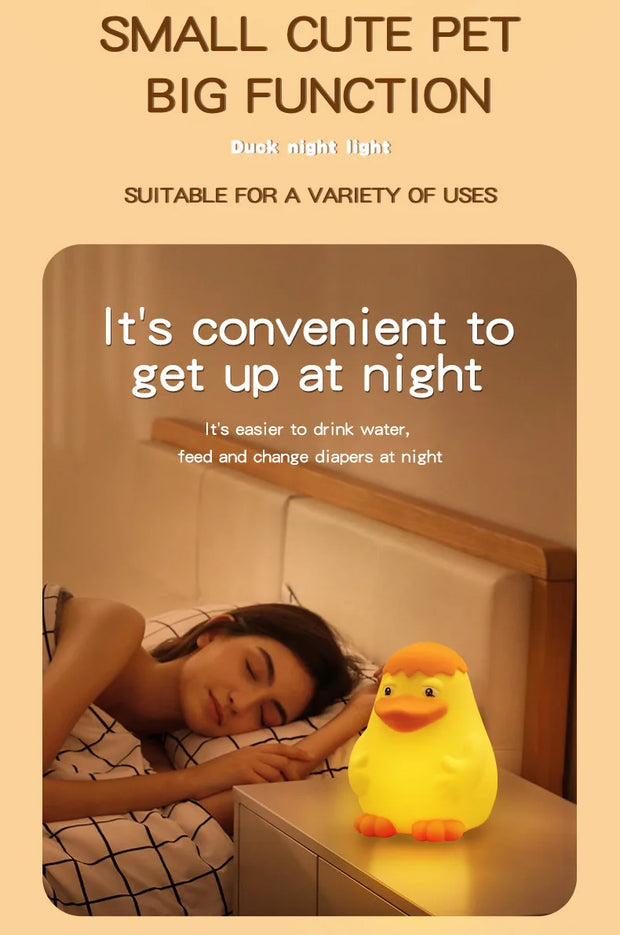 New Duck Rechargeable LED Night Light Pat Silicone Dimmable Lamp