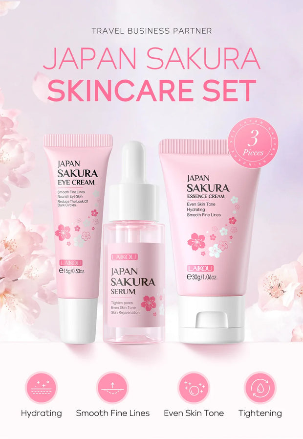 LAIKOU Sakura Skin Care Sets Facial Cleanser Face Cream.