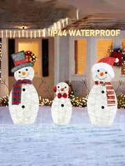 3Pcs Lighted Snowman Christmas Garden Decoration With LED Light