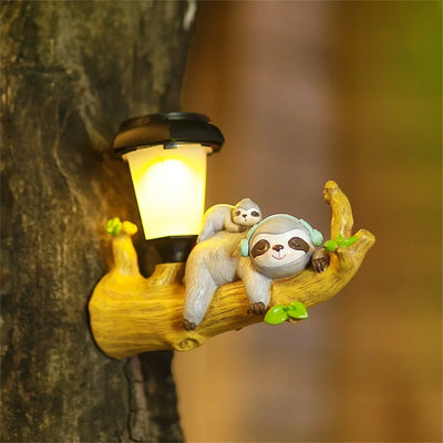 Outdoor Statues with Solar LED Lantern Light Outdoor Figurine Lamp