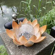 Lotus Shaped Garden Solar Lights Cracked Glass Ball Garden Lamp