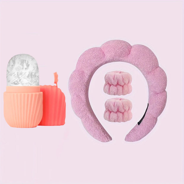 Headband Combo and Face Care Ice Tray, Facial Massager for Skin Care