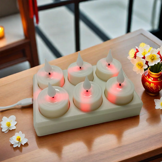 LED Candle Light Rechargeable Flameless Candles Timer Remote Tea Lights