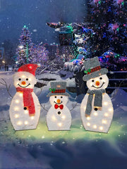 3Pcs Lighted Snowman Christmas Garden Decoration With LED Light