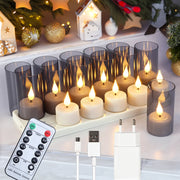 LED Candle Light Rechargeable Flameless Candles Timer Remote Tea Lights