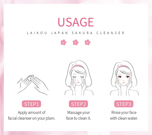 Sakura Facial Cleaner Korean Face Serum Exfoliating Peeling Gel Moisturize Toner Eye Cream