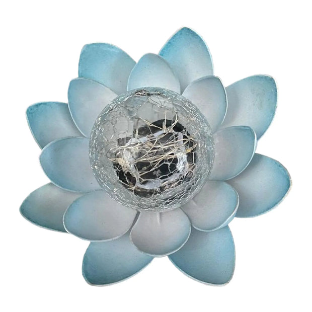 Lotus Shaped Garden Solar Lights Cracked Glass Ball Garden Lamp