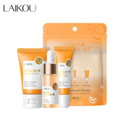 3pcs/set LAIKOU Vitamin C 24K Golden Sakura Skin Care Sets Face Cream Serum Eye Cream.