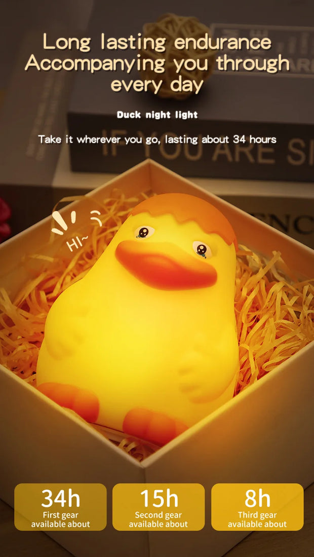 New Duck Rechargeable LED Night Light Pat Silicone Dimmable Lamp