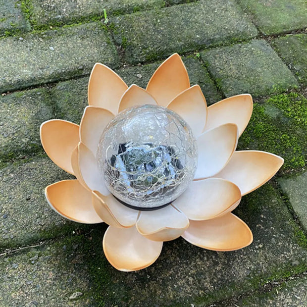 Lotus Shaped Garden Solar Lights Cracked Glass Ball Garden Lamp