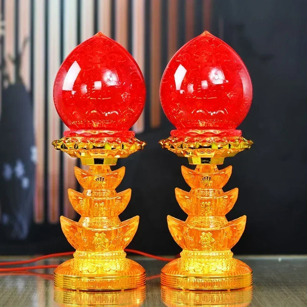 God of Wealth Lamp, Electric Candle, LED Buddha Offering Lamp