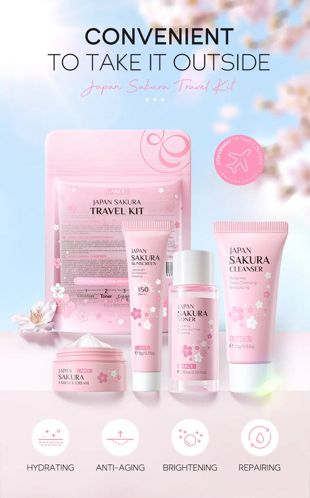 LAIKOU Sakura Skin Care Sets Facial Cleanser Face Cream.