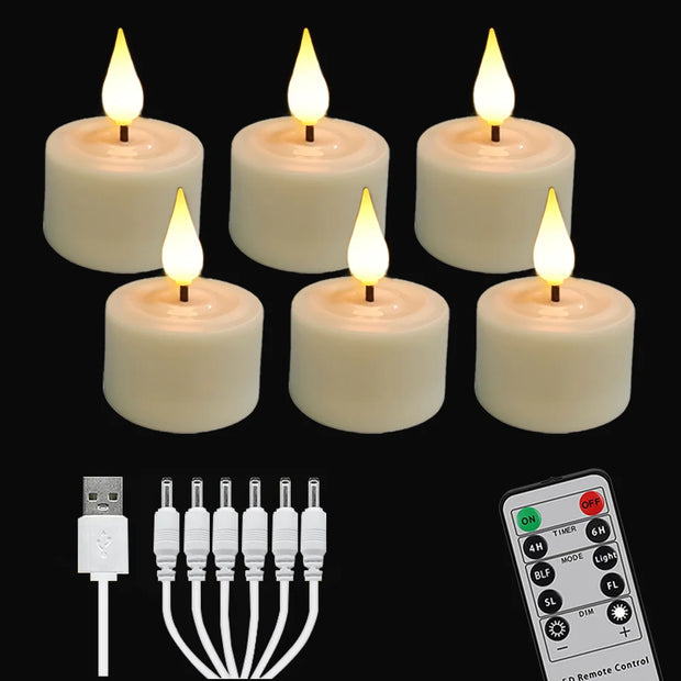 LED Candle Light Rechargeable Flameless Candles Timer Remote Tea Lights