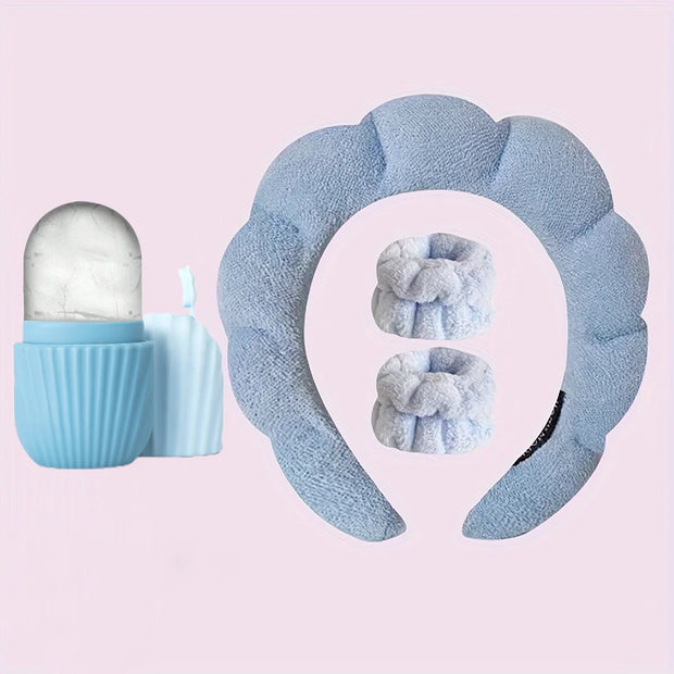 Headband Combo and Face Care Ice Tray, Facial Massager for Skin Care