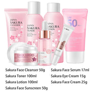 Sakura Facial Cleaner Korean Face Serum Exfoliating Peeling Gel Moisturize Toner Eye Cream