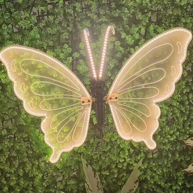 Outdoor Open and Closed LED Luminous Butterfly Christmas Tree hanging ornaments Landscape Lights