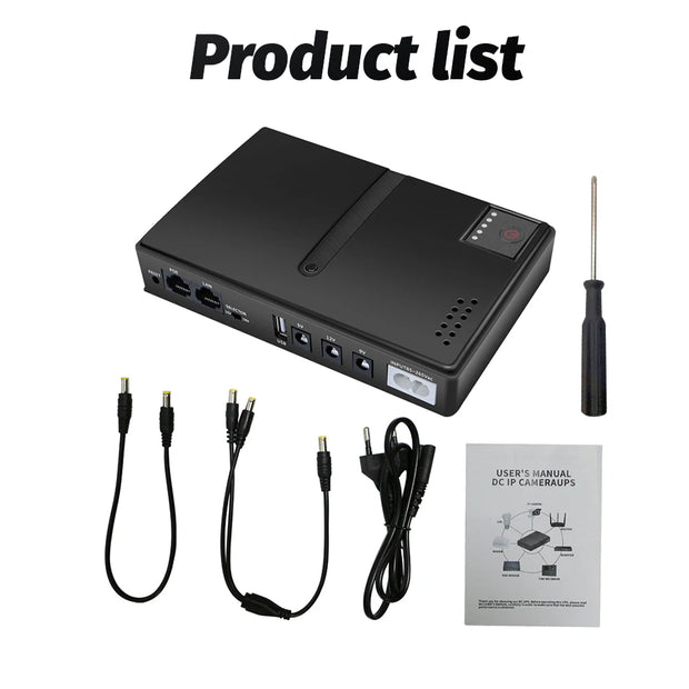 AC85-265V DC1018P Router 5V9V12V Optical Cat Monitor Backup Uninterruptible 10400Mah Power Supply Charger Cell Phone DC UPS