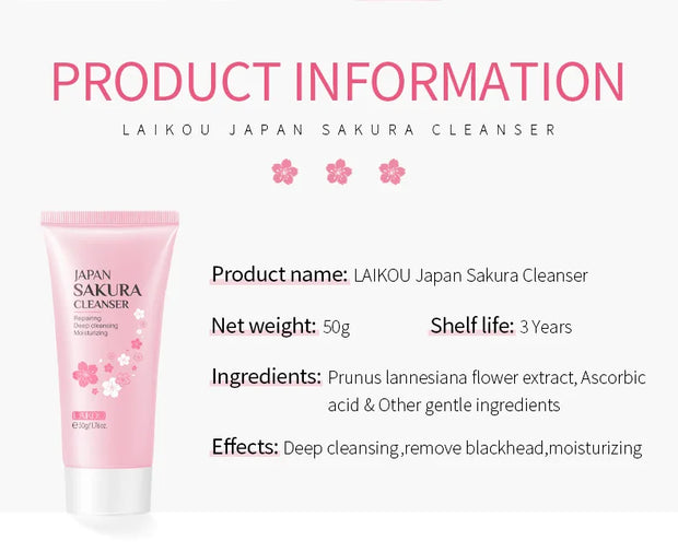 Sakura Facial Cleaner Korean Face Serum Exfoliating Peeling Gel Moisturize Toner Eye Cream