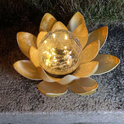 Lotus Shaped Garden Solar Lights Cracked Glass Ball Garden Lamp