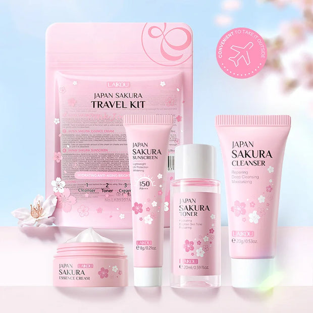 LAIKOU Sakura Skin Care Sets Facial Cleanser Face Cream.