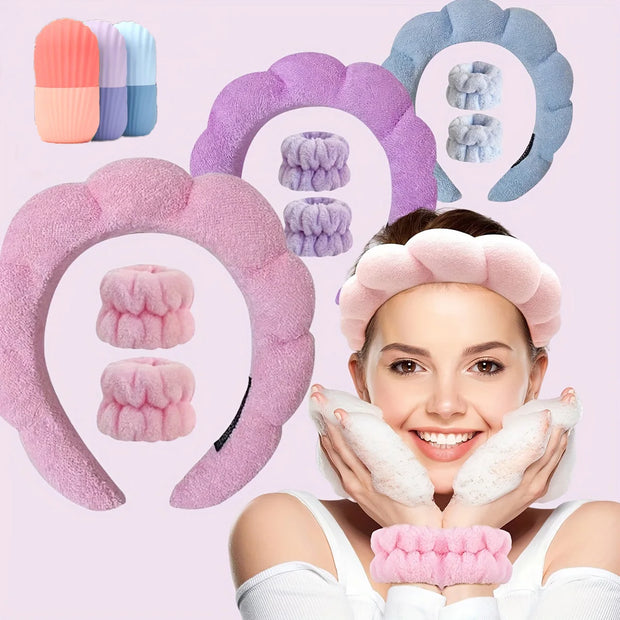 Headband Combo and Face Care Ice Tray, Facial Massager for Skin Care