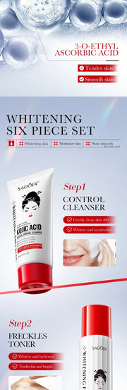 Kojic Acid Whitening Skin Care Set Cleanser Toner Serum Eye Cream Face Cream.