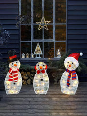 3Pcs Lighted Snowman Christmas Garden Decoration With LED Light