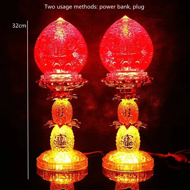 God of Wealth Lamp, Electric Candle, LED Buddha Offering Lamp