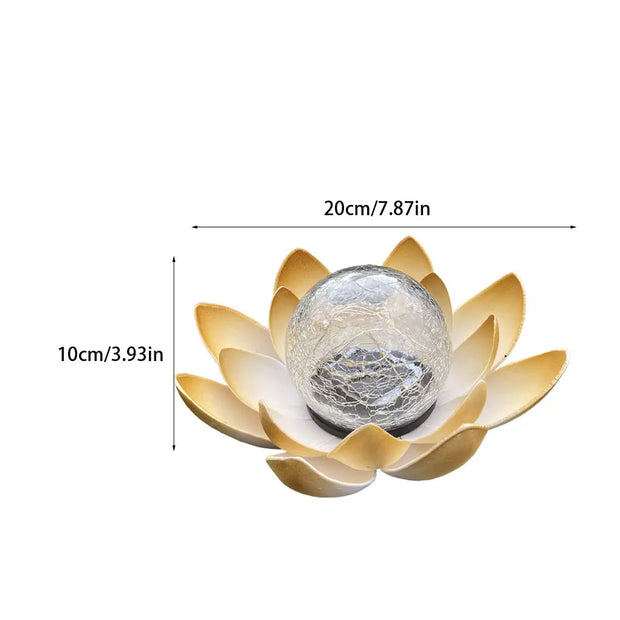 Lotus Shaped Garden Solar Lights Cracked Glass Ball Garden Lamp