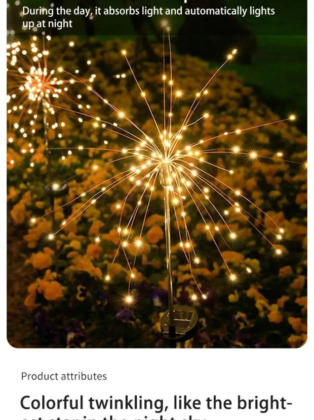 Solar Firework Led Light Waterproof Outdoor Dandelion Lamp