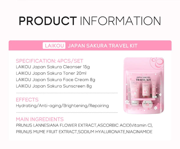 LAIKOU Sakura Skin Care Sets Facial Cleanser Face Cream.