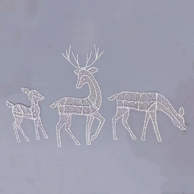 3pcs Iron Art Elk Deer Christmas Garden Decoration With LED Light