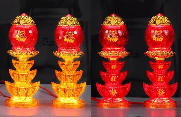 God of Wealth Lamp, Electric Candle, LED Buddha Offering Lamp