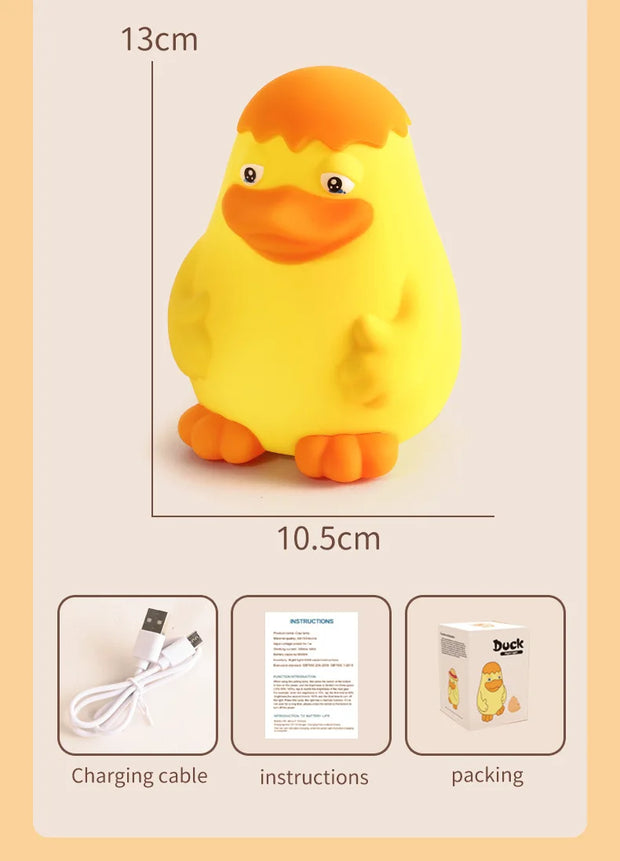 New Duck Rechargeable LED Night Light Pat Silicone Dimmable Lamp