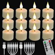 LED Candle Light Rechargeable Flameless Candles Timer Remote Tea Lights