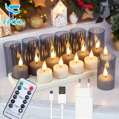 LED Candle Light Rechargeable Flameless Candles Timer Remote Tea Lights