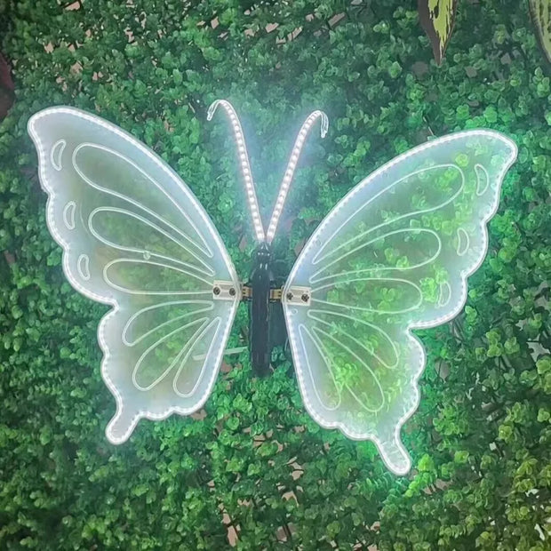 Outdoor Open and Closed LED Luminous Butterfly Christmas Tree hanging ornaments Landscape Lights