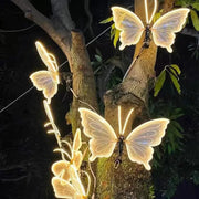 Outdoor Open and Closed LED Luminous Butterfly Christmas Tree hanging ornaments Landscape Lights