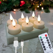 LED Candle Light Rechargeable Flameless Candles Timer Remote Tea Lights