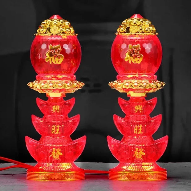 God of Wealth Lamp, Electric Candle, LED Buddha Offering Lamp